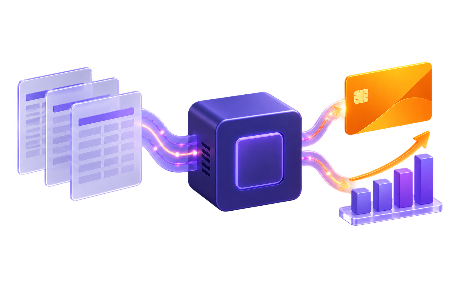 Concept illustration of program data becoming validated payouts and reporting
