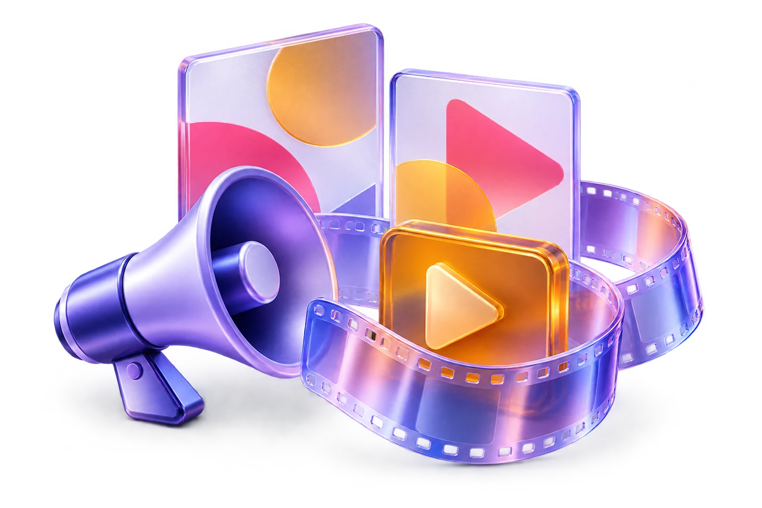 Concept illustration of creative campaign materials and video, without people